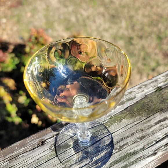 FOSTORIA 6008 Topaz Yellow Dimple Optic 4 3/8" Liquor Cocktail Stem Glass - Picture 3 of 4